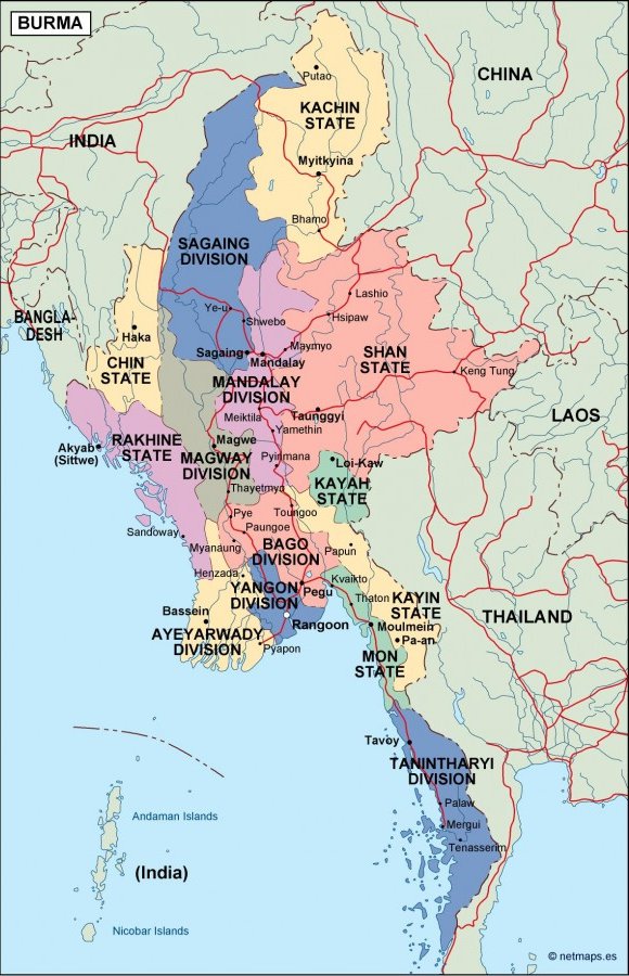 myanmar map